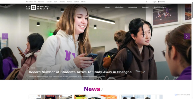 Security scan screenshot of https://shanghai.nyu.edu/
