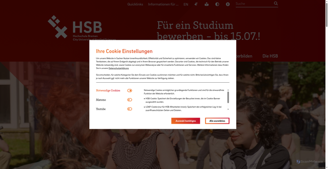 Security scan screenshot of https://hs-bremen.de