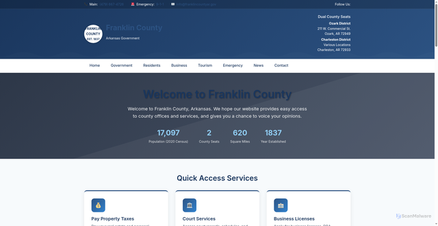 Security scan screenshot of https://franklincountyar.gov/