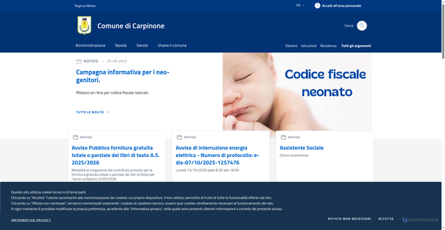 Security scan screenshot of https://www.comune.carpinone.is.it/