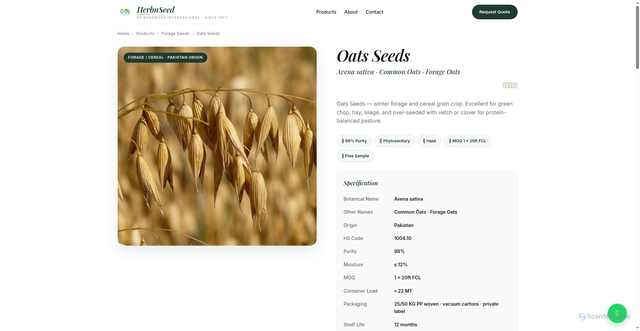 Security scan screenshot of https://herbnseed.pages.dev/products/oats-seeds