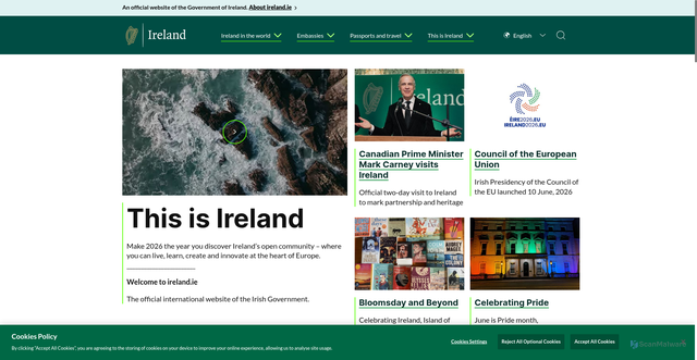 Security scan screenshot of http://www.dfa.ie
