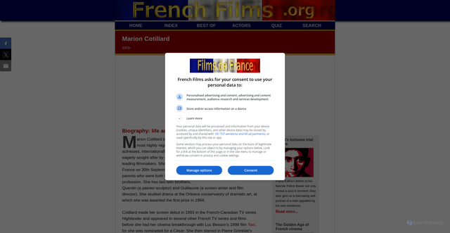 Security scan screenshot of http://www.frenchfilms.org/biography/marion-cotillard.html