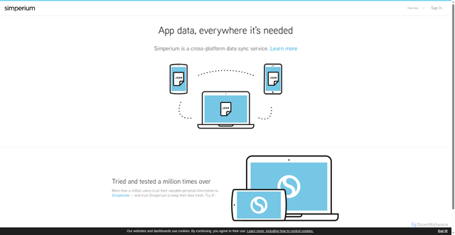 Security scan screenshot of https://api.simperium.com
