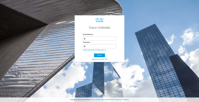 Security scan screenshot of https://login.umbrella.com
