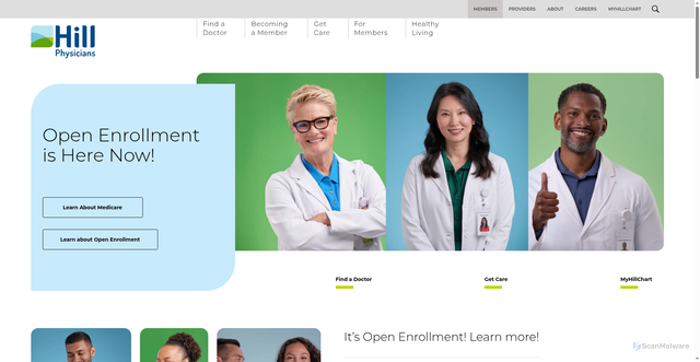 Security scan screenshot of https://www.hillphysicians.com/