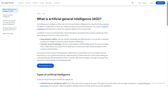 Security scan screenshot of https://cloud.google.com/discover/what-is-artificial-general-intelligence