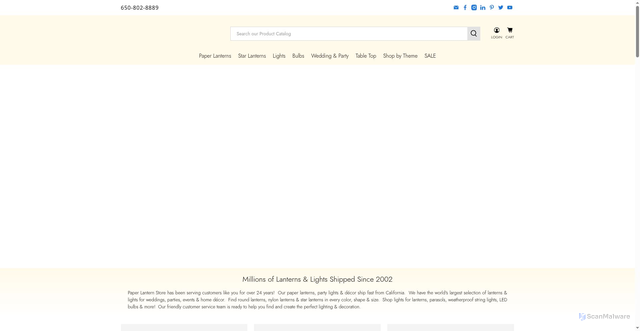 Security scan screenshot of https://paperlanternstore.com