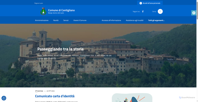 Security scan screenshot of https://www.comune.contigliano.ri.it/