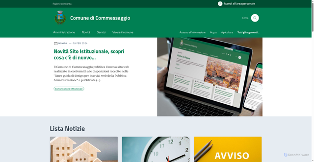 Security scan screenshot of https://comune.commessaggio.mn.it/