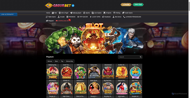 Security scan screenshot of https://cagurbetkyu.icu/desktop/game/slot/playtech