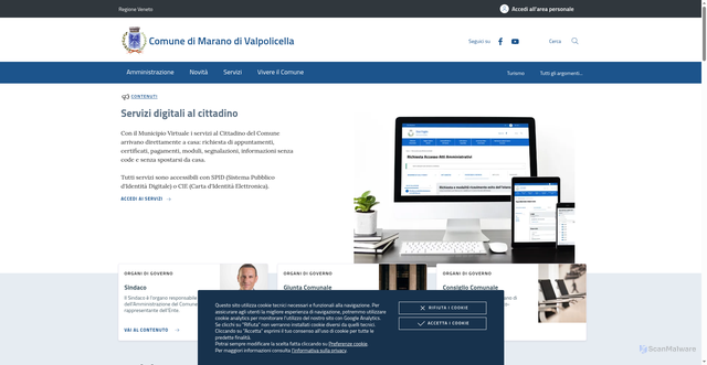 Security scan screenshot of https://www.comune.maranodivalpolicella.vr.it/