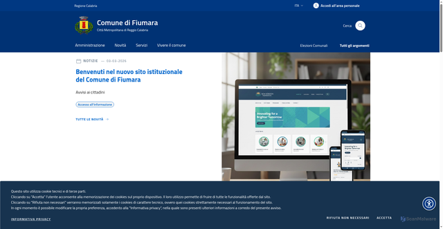 Security scan screenshot of https://www.comune.fiumara.rc.it
