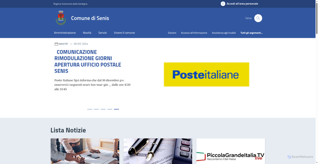 Security scan screenshot of https://comune.senis.or.it/