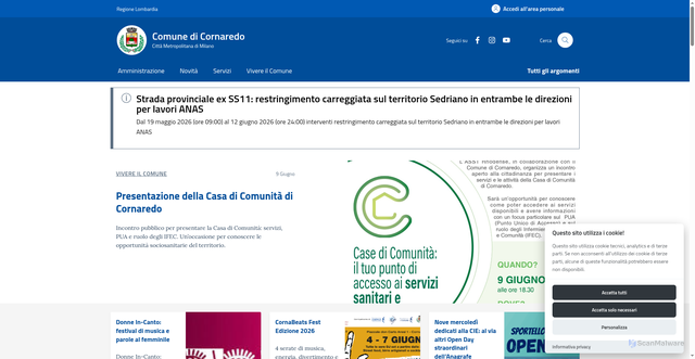 Security scan screenshot of https://www.comune.cornaredo.mi.it
