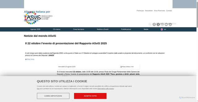 Security scan screenshot of https://asvis.it/notizie-sull-alleanza/19-23710/il-22-ottobre-levento-di-presentazione-del-rapporto-asvis-2025