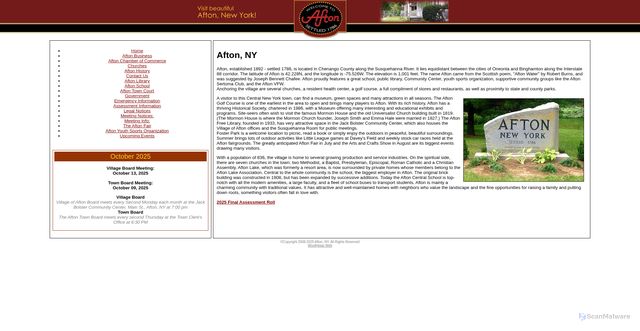 Security scan screenshot of https://www.townofaftonny.gov/
