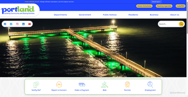 Security scan screenshot of https://portlandtx.gov/