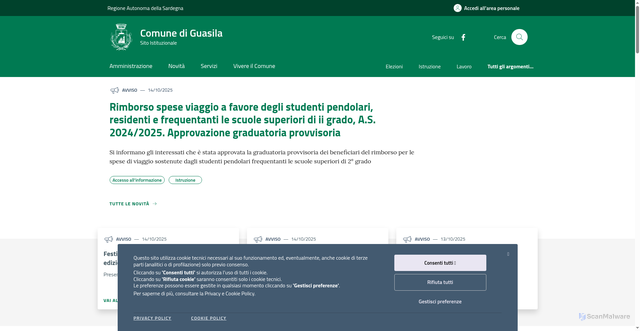 Security scan screenshot of https://comune.guasila.su.it/