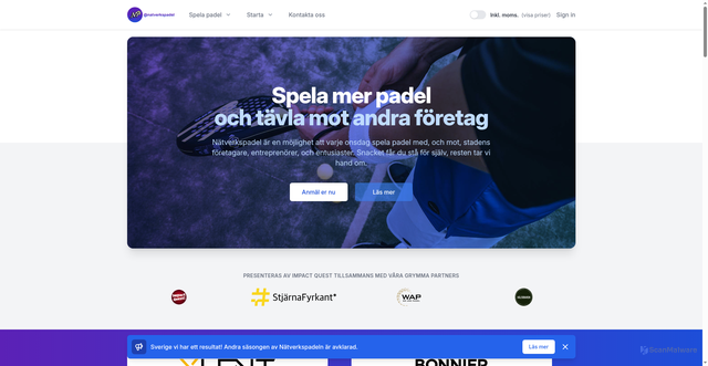 Security scan screenshot of https://natverkspadel.se