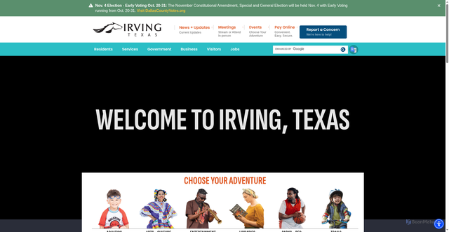Security scan screenshot of https://irvingtx.gov/
