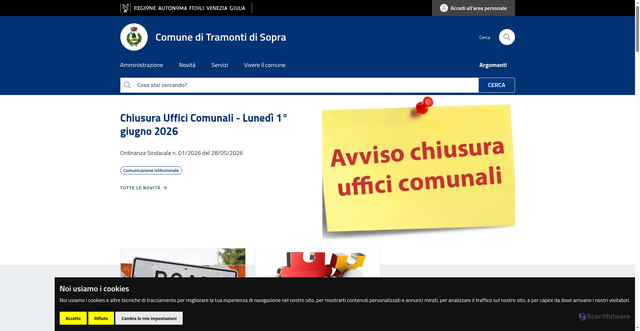 Security scan screenshot of https://www.comune.tramonti-di-sopra.pn.it