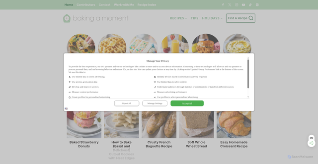 Security scan screenshot of https://bakingamoment.com