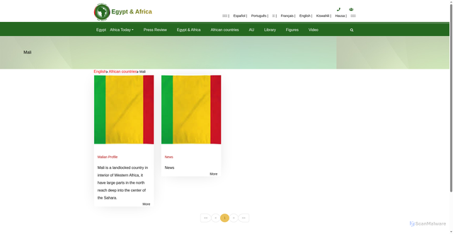 Security scan screenshot of https://africa.sis.gov.eg/english/african-countries/mali/