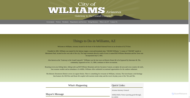 Security scan screenshot of https://www.williamsaz.gov/