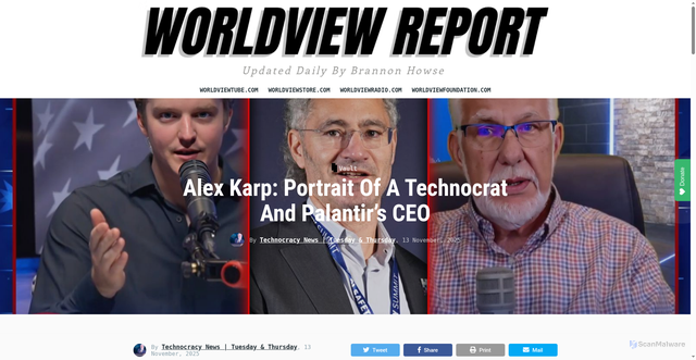 Security scan screenshot of https://worldviewreport.com/vault/audio/alex-karp-portrait-technocrat-and-palantirs-ceo