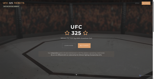 Security scan screenshot of https://www.ufc325.com/