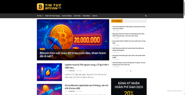 Security scan screenshot of https://tintucbitcoin.com