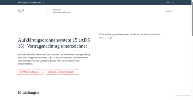 Security scan screenshot of https://www.ar.admin.ch/de