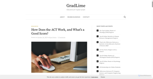 Security scan screenshot of https://gradlime.com/act-overview/