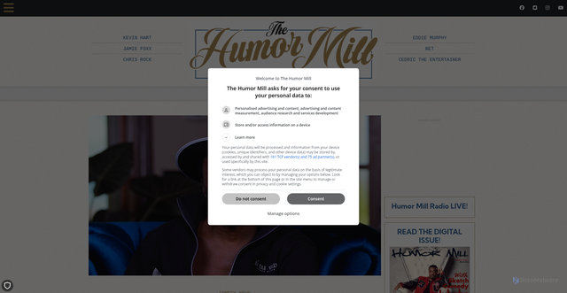 Security scan screenshot of https://www.humormilltv.com/eddie-griffin-joins-terry-crews-cymphonique-miller-and-ed-bassmaster-in-upcoming-film-titled-motion/