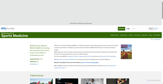 Security scan screenshot of https://bjsm.bmj.com/