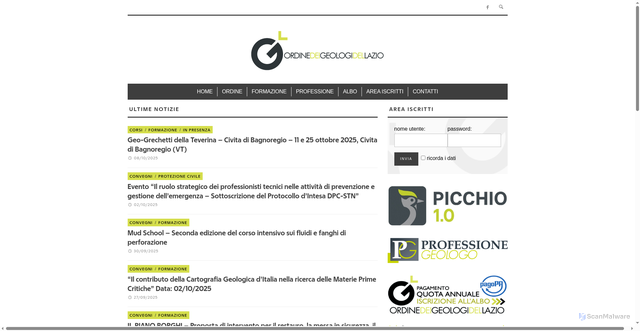 Security scan screenshot of https://geologilazio.it/