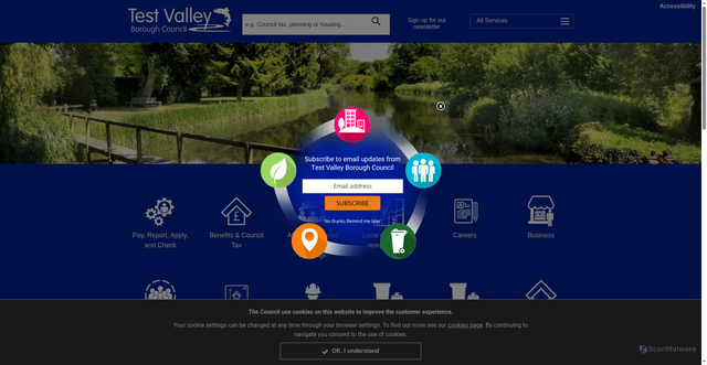 Security scan screenshot of http://www.testvalley.gov.uk