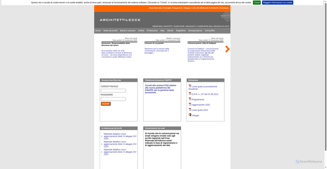 Security scan screenshot of https://www.architettilecce.it/