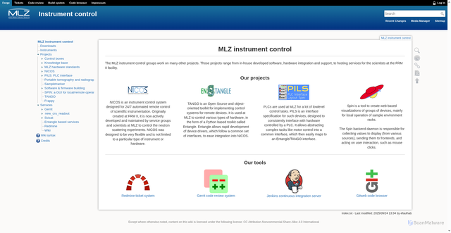Security scan screenshot of https://forge.frm2.tum.de