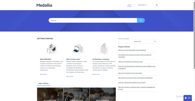 Security scan screenshot of https://surveysupport.medallia.com/s/?language=en_US&id=https%3A%2F%2Fsurvey2.medallia.eu%2F%3Ferpn6rrzf6y5ts27fx9pht&lng=sv_SE