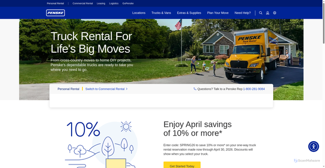 Security scan screenshot of https://www.pensketruckrental.com/