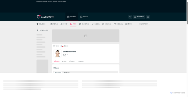 Security scan screenshot of https://www.livesport.cz/hrac/noskova-linda/zHMiAkw6/