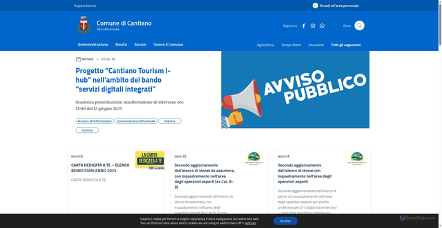 Security scan screenshot of https://comune.cantiano.pu.it/