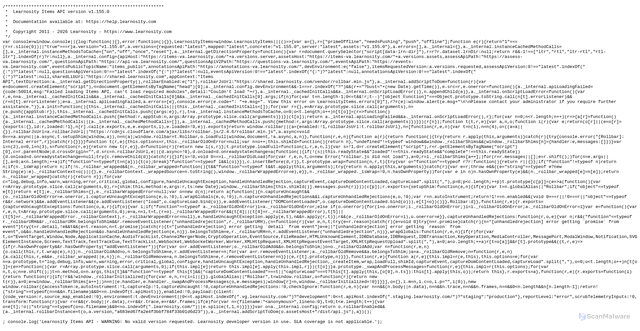 Security scan screenshot of items-va.learnosity.com