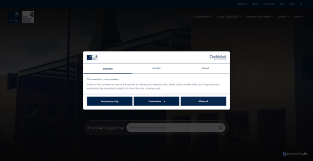 Security scan screenshot of https://www.sbs.ox.ac.uk