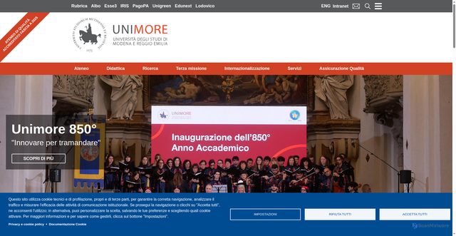 Security scan screenshot of https://www.unimore.it/it