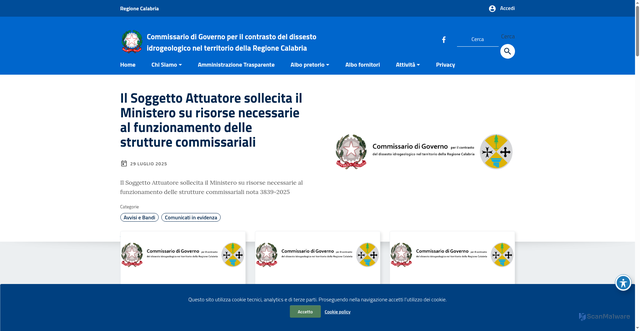 Security scan screenshot of https://www.dissestocalabria.it/