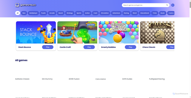 Security scan screenshot of https://gamesnacks.com/