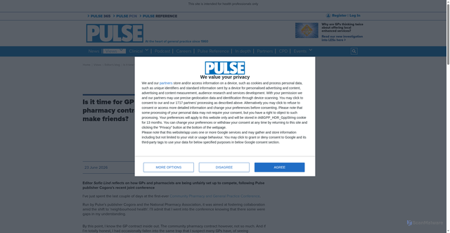 Security scan screenshot of https://www.pulsetoday.co.uk/views/editors-blog/is-it-time-for-gp-and-pharmacy-contracts-to-make-friends/